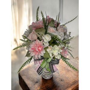 Large Spring & Summer Farmhouse Candlestick Floral Centerpiece